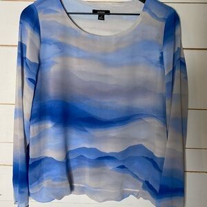 Alfani Women's Blue and White Sheer Blouse